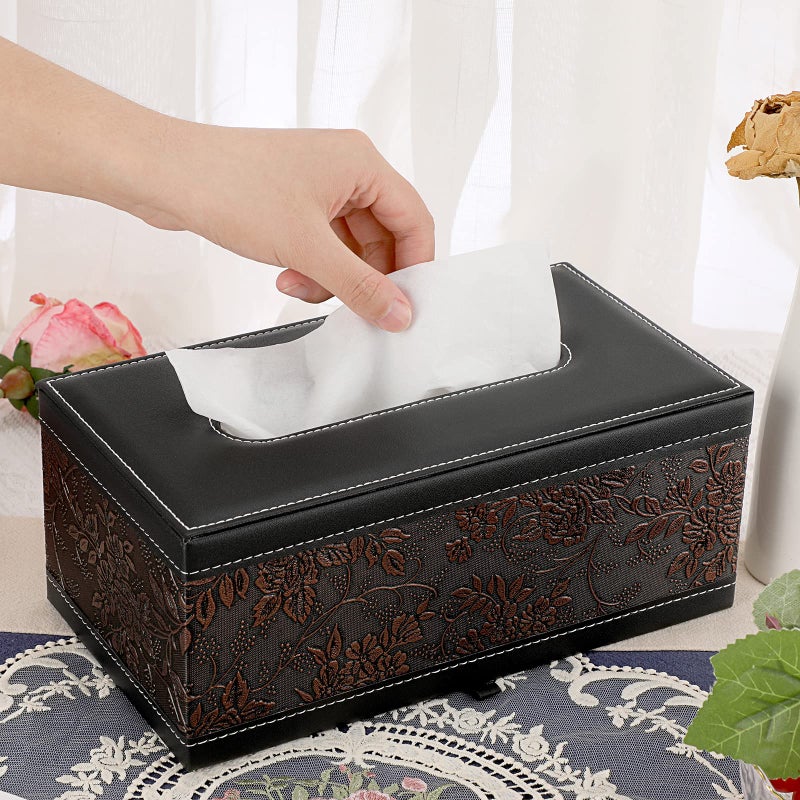 Sumnacon Tissue Box Cover Rectangule Leather Tissue Box with Magnetic Bottom,Stylish PU Tissue Box Holder for Bathroom Toilet Bedroom Living Room Desk Table Office Car - Image 5